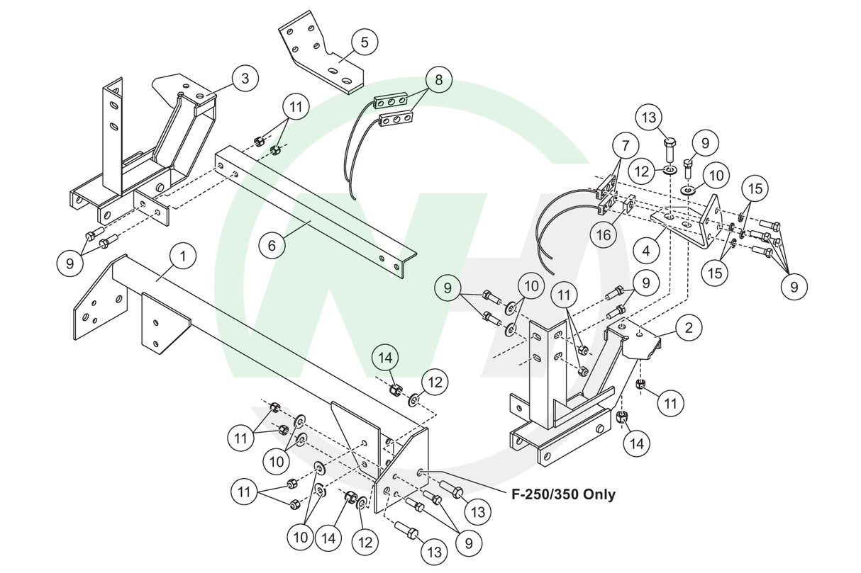 1379 Mount for Western Ultramount Snow Plows for 1992-1997 Ford F250-F350SD