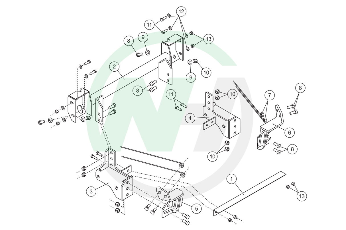 63710-1 Mount for Western Ultramount Snow Plows for 1980-1991 Ford F250/F350